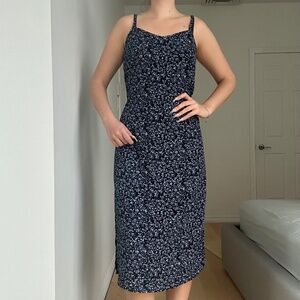 NAVY FLORAL MIDI DRESS